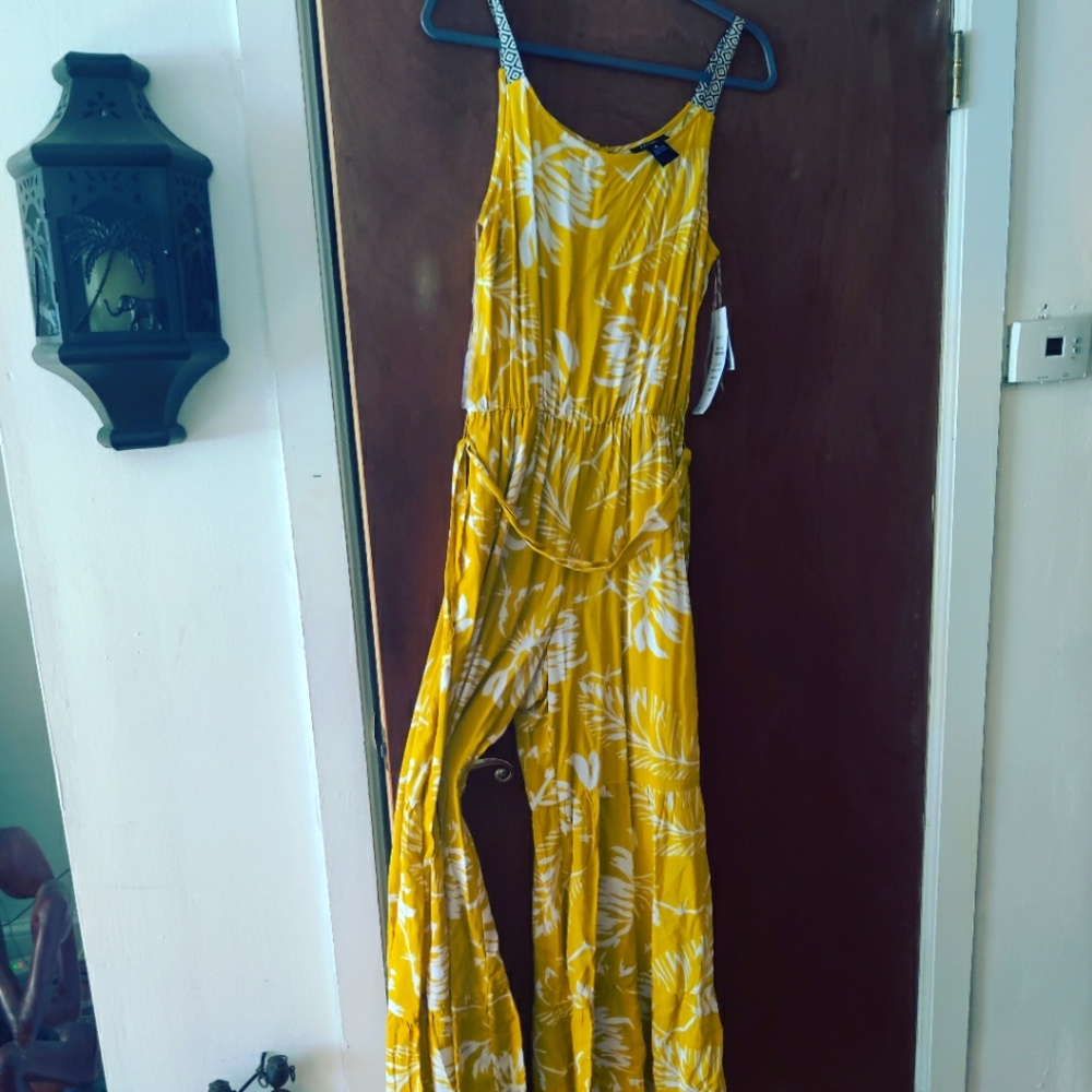Medium yellow floral dressy romper
